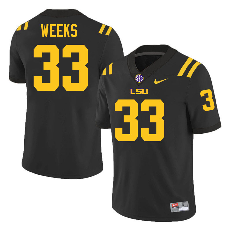 #33 West Weeks LSU Tigers Jersey,Louisiana State University Tigers Football Jersey-Black